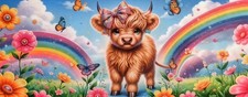 Colorful High Quality Highland Cow Desk Mat 11Wx31L Inches picture