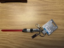 Disney Parks Star Wars Darth Vader Red Light Up Lightsaber Keychain Bag Charm picture
