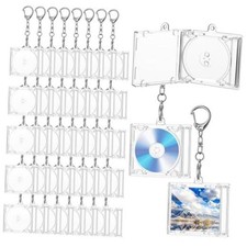 40 Pcs Mini CD Holder Keychain Bulk Album Case Plastic Player Shaped Key picture
