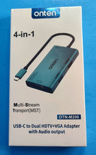 Onten USB-C Port to Dual HDMI+VGA Display Adapter Splitter 4K-60Hz w/Audio MST picture