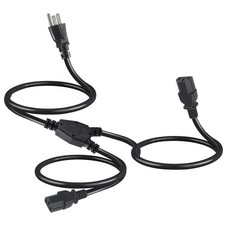 Computer Y Splitter Power Cord 3FT NEMA 515P to 2X C13 Female 16AWG 3 Prong picture