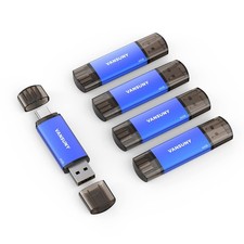 Pack 64GB Dual USB Flash Drives USB A USB C OTG Thumb Drives Blue picture