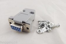 10x DB9 Female 9 Pin 2 Rows D-Sub Connector Grey Plastic Hood Cover Backshell picture