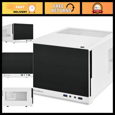 Ultra Compact Mini-ITX Computer Case, Solid Front Panel, White & Black, Small Fo picture
