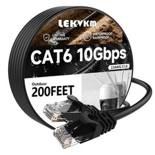 LEKVKM Cat 6 Ethernet Cable 200 ft, 23AWG Solid CCA Copper-Clad 200FT, Black picture