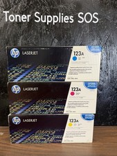 3 HP Q3971A, Q3972A (123A) Q3973A (123A) CYM Toner Cartridge Genuine OEM picture