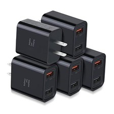 Quick Fast Charge 3.0 USB Wall Charger, 5 Pack 30W Dual USB Power Adapter Black picture