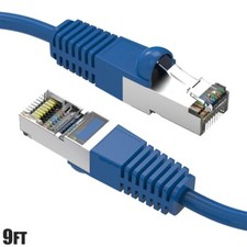 9FT Cat7 RJ45 Network LAN Ethernet SSTP Patch Cable Shielded Copper 600MHz Blue picture