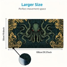 1 Extra-Large Gaming Mouse Pad with Cthulhu Octopus Vintage Pattern, Anti-Slip picture