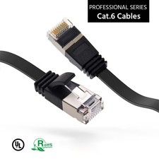 20 Pack of 4Ft CAT6 U/FTP Flat Ethernet Network Cable Black 30AWG picture