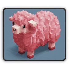 Pixel Pink Sheep Gaming Mouse Pad | Cute Voxel Animal Desk Mat picture