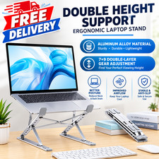 Aluminum Laptop Stand for Desk Foldable Adjustable Riser Silver 10-15.6 Inch picture
