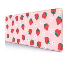 Cute Strawberry Extended Gaming Mouse Pad, Kawaii Pink Large Mouse Pad, XL No... picture