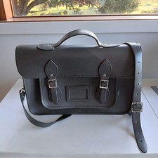 NICE LEATHER SATCHEL  Graphite Colour - ZATCHELS ENGLAND Very Good Condition picture