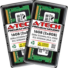 A-Tech 16GB 2x 8GB 2Rx8 PC4-17000 DDR4 2133MHz ECC UNB SO-DIMM Server Memory RAM picture