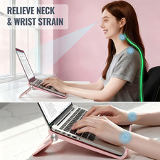 Pink Laptop Stand for Desk, Foldable Adjustable Laptop Riser picture