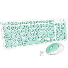 FD Wireless Keyboard and Mouse Combo - 2.4GHz USB Cordless, Cute Round Keys, ... picture