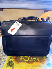 Targus CLN5 Black Leather Padded Briefcase Case for 16 in Laptop w/ Partitions picture