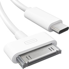KabelDirekt 30-Pin to USB C Adapter Cable for iPhone 4S/4/3G/3/1, 3ft, White  picture
