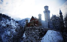 Landscape winter snow mountains neuschwanstein castle Custom Gaming Mat Desk picture