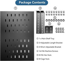 Adjustable 1U Server Rack Shelf 20-38 Inch Depth, Vented Design for 4 Post Compu picture
