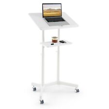 Mobile Lectern Podium Adjustable Rolling Laptop Cart w/ Tilting Top Storage Tray picture