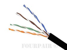 CAT5e CMR 350 MHz Ethernet UTP Cable Black 1000FT - SOLID BARE COPPER picture