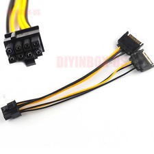 Dual SATA to PCI-E Cable 15Pin SATA to 8 pin Video Card Power Supply Adapter US picture