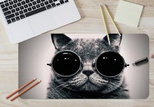 3D Cat With Glasses 113 Non-slip Office Desk Mouse Mat Large Keyboard Pad Game picture