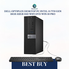 Dell Optiplex Desktop PC Intel i5 7th Gen 16GB 512GB SSD WIFI DVD Win 10 Pro picture