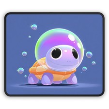 Bubble Helmet Turtle Gaming Mouse Pad | Cute Pastel Turtle, Blue Background picture