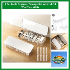 2-Piece Cable Organizer Storage Box Set with Lid - 14 Adjustable Compartments picture