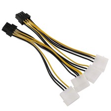 2PCS 20Cm Dual Molex 4-Pin Male to 8-Pin Male PCI Express Power picture