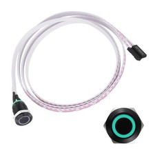 Chassis Metal Button 12mm Ring Green LED Power Button 100cm Wire, Black picture