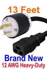 Hubbell 13FT Heavy Duty HBL2321 L6-20P Plug to 320-C19 250V 12AWG 20A SJT Copper picture