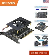 Quad NVMe PCIe Adapter, 4 Ports M.2 NVMe SSD to PCI-e 4.0/3.0 x16 Card with F... picture