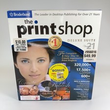 Broderbund The Print Shop 4 CD Set Deluxe Version 21 PC 2005 Big Box New Sealed picture