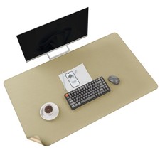 40x24 Inch Leather Desk Mat XL Reversible Cork Waterproof Pad Golden Office picture