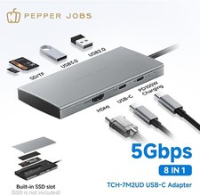 USB C Hub M.2 NVMe/SATA SSD Enclosure, 7 in 1 USB C Docking Station with PD100W picture