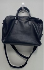 Michael Kors Black Pebbled Leather Briefcase Laptop Bag Silver Hardware picture