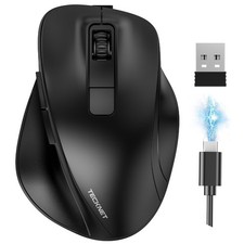 TECKNET Wireless Mouse, Bluetooth Mouse (BT5.0/3.0 & 2.4G) Rechargeable Black picture