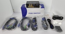 CKLau 2 Port Dual HDMI & VGA KVM Switch w/ Audio Microphone USB 2.0 Hub & Cables picture