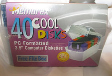 NEW 40 Memorex Cool Disks 3.5 Inch PC Formatted HD Sealed w/ file box picture
