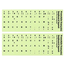 French Keyboard Stickers Glow in the Dark, 2pcs Keyboard Cover, Black picture