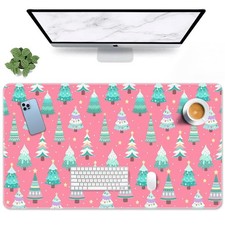 Pink Christmas Tree Large Rubber Mouse Pad Gaming Desk Mat 31.5x15.7 Inch picture