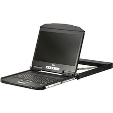 ATEN 1U Ultra Short Depth Single Rail WideScreen LCD Console (USB / HDMI)-TAA picture