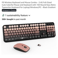 FD Wireless Keyboard and Mouse Combo - 2.4G Full-Sized Cute Colorful Mouse an... picture