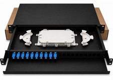 12 Port SC Simplex Fiber Optic Patch Panel with Splice Tray | 1U 19