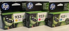 3-PACK HP Genuine 933XL Tri Color Ink Yellow Cyan Magenta Cartridges Exp 2022 picture