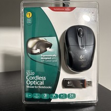Logitech V220 Cordless Optical Mouse Notebook Series Black NEW in Sealed Package picture